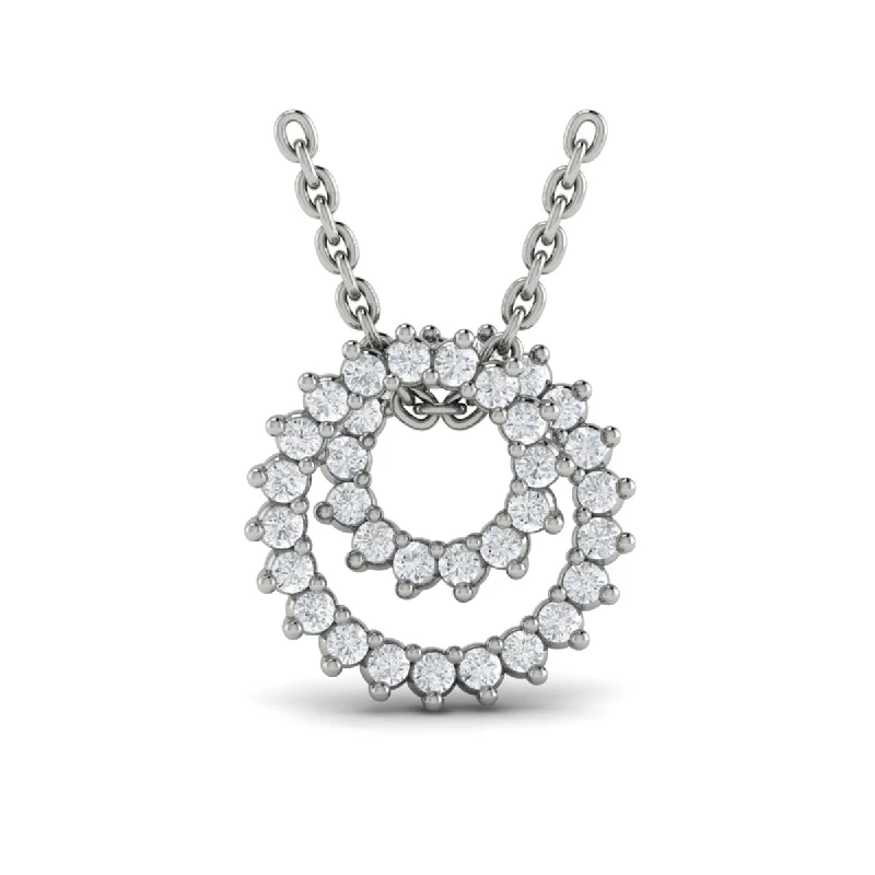 oval-cut ladies necklace-Vlora Marisol 14k White Gold and Diamond Necklace VP60159