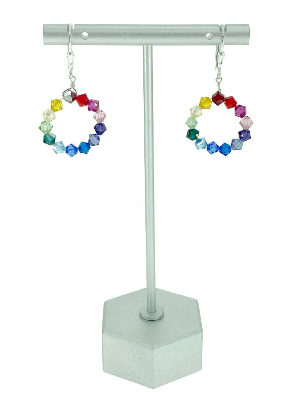 diamond huggie ladies earrings-Chasing Rainbows Crystal Earrings