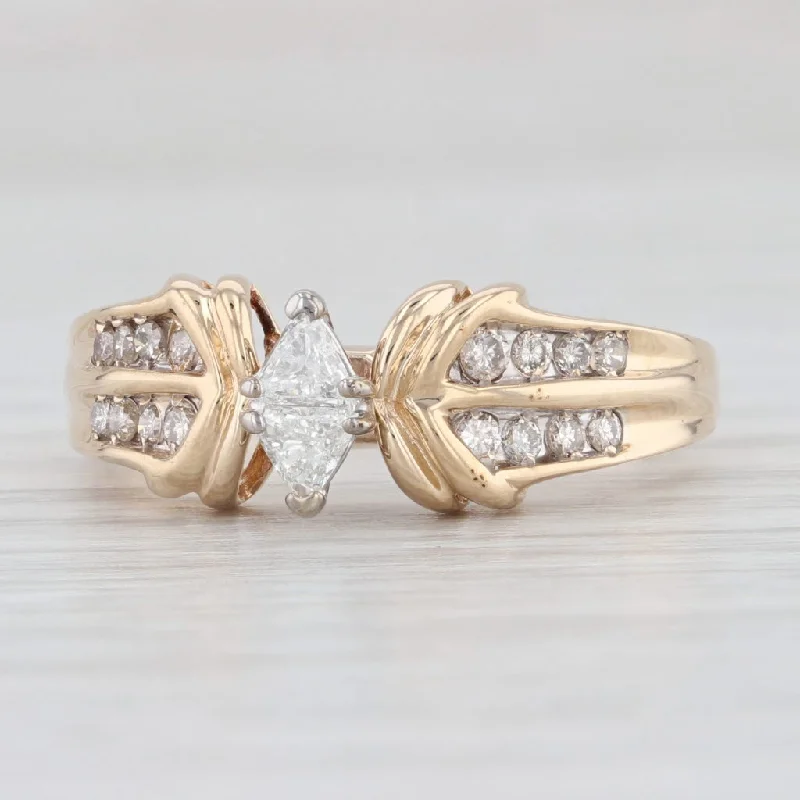 bridal stack ladies engagement rings-0.50ctw Diamond Engagement Ring 14k Yellow Gold Size 8.25Trillion Marquise