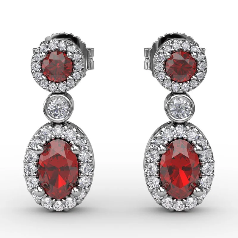 tree of life ladies earrings-Set the Scene Ruby and Diamond Dangle Earrings ER1624R