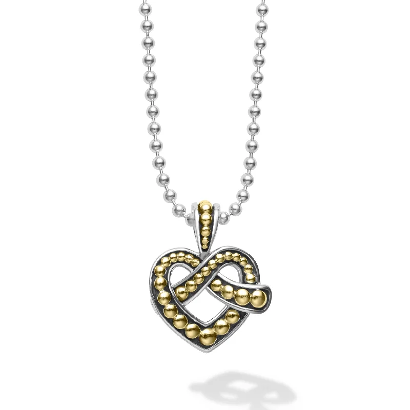 modern chain link ladies necklace-Two Tone Heart Pendant Necklace