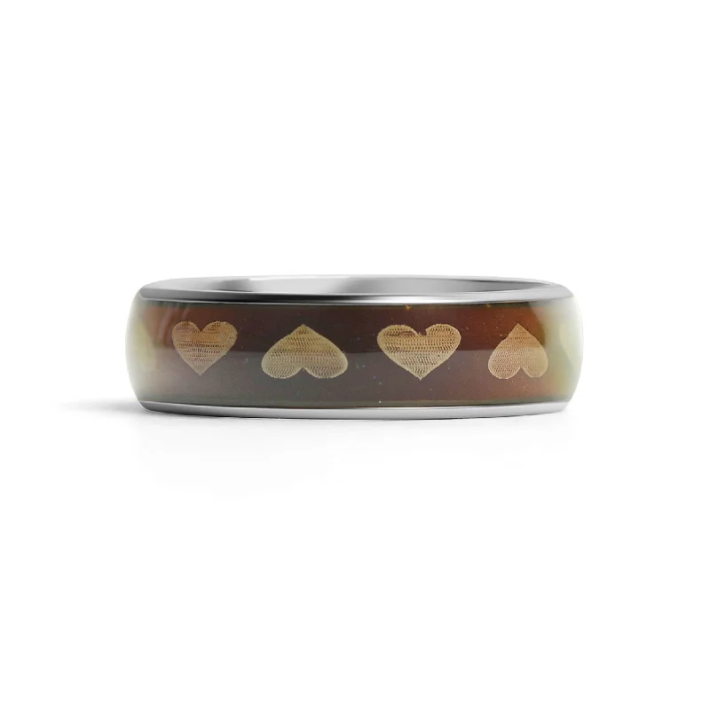 elegant ladies ring-Mood Band With Hearts Stainless Steel Ring / CFR9014