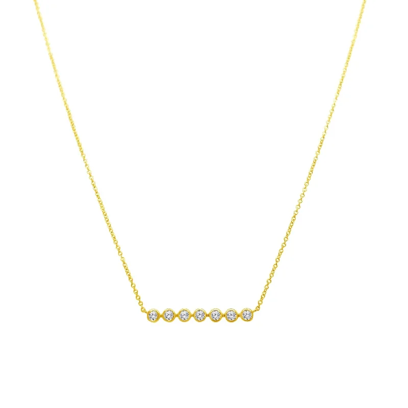 simple charm pendant ladies necklace-Diamond Bezel Bar Necklace