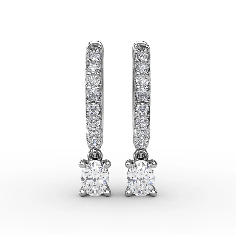 luxury designer brand ladies earrings-Oval Diamond Drop Earrings ER5067