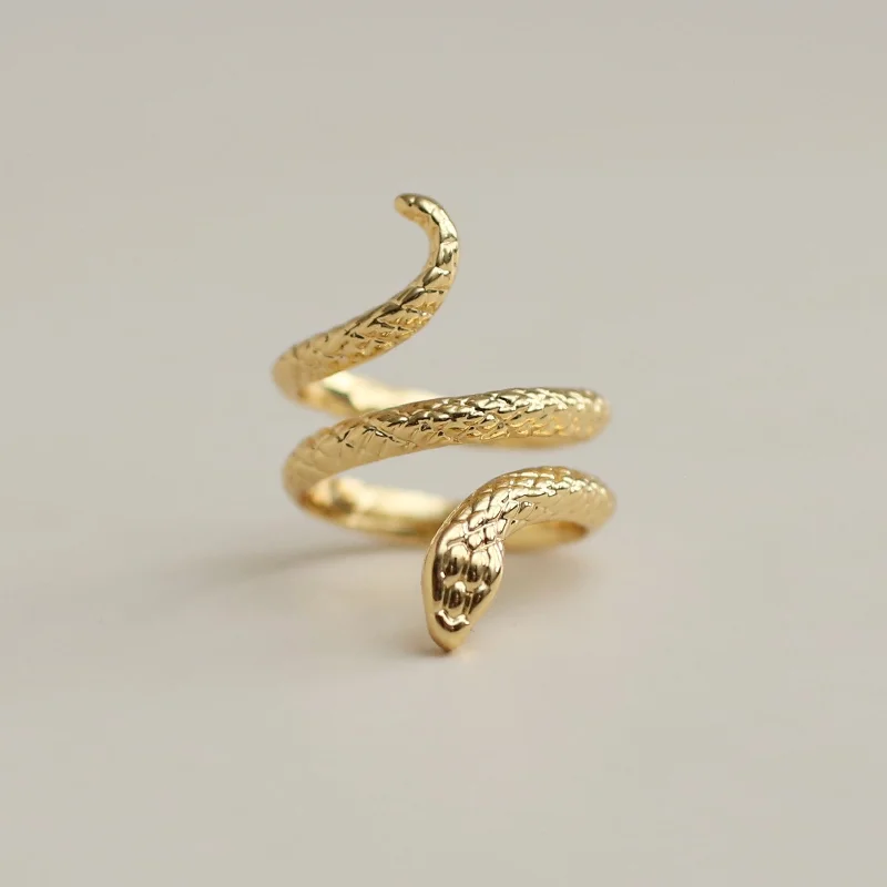 cubic zirconia ladies ring-Adjustable Gold Snake Ring