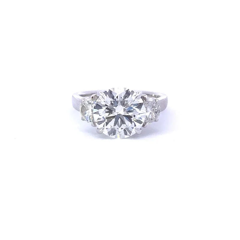 floral halo ladies engagement rings-4.05 Round Lab Diamond 3-Stone Engagement Ring