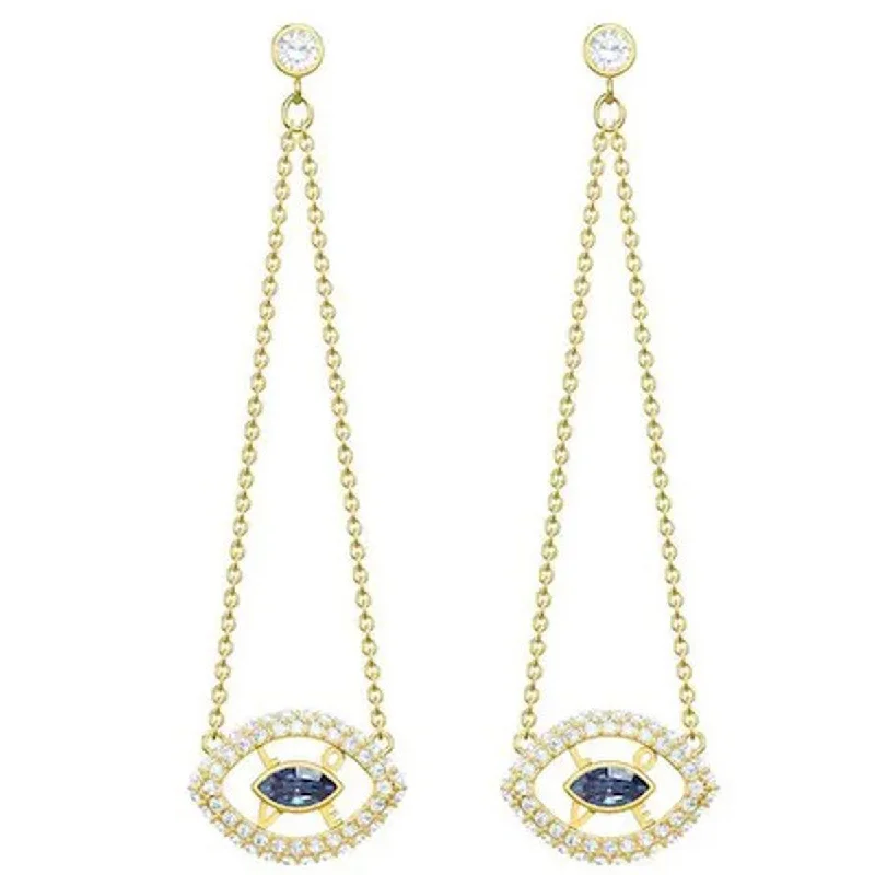 modern bar ladies earrings-Swarovski Women's Earrings - Admiration Evil Eye Crystal Gold | 5445866