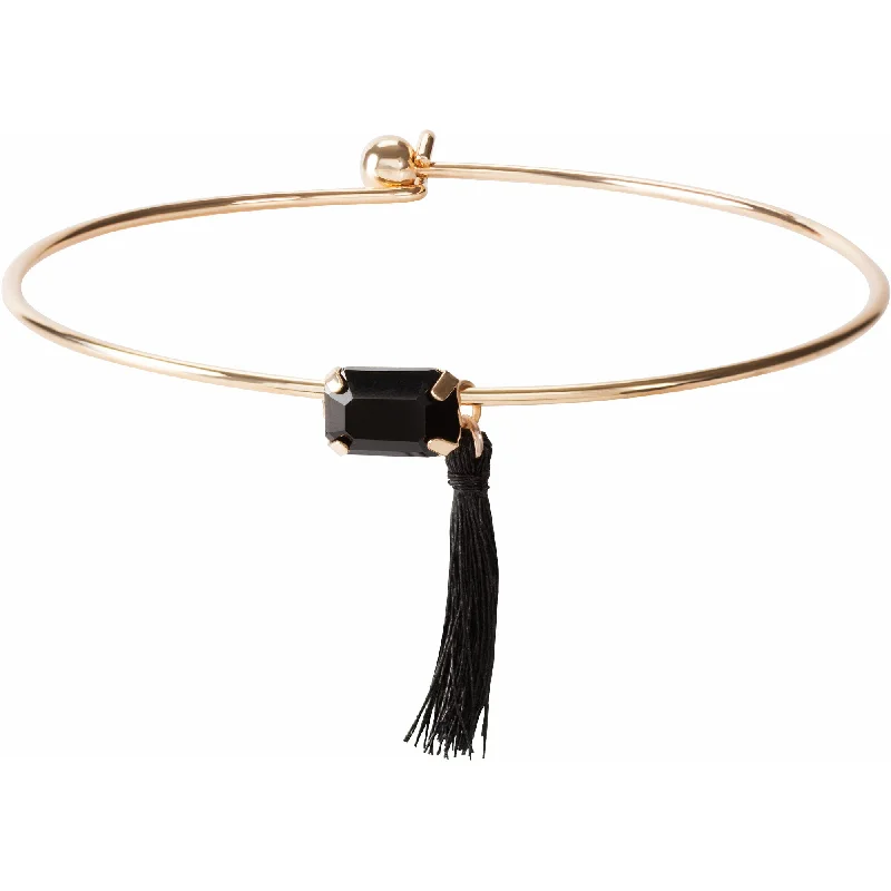 trendy fashion ladies bracelets & bangles-Gold Ebony Bangle Bracelet