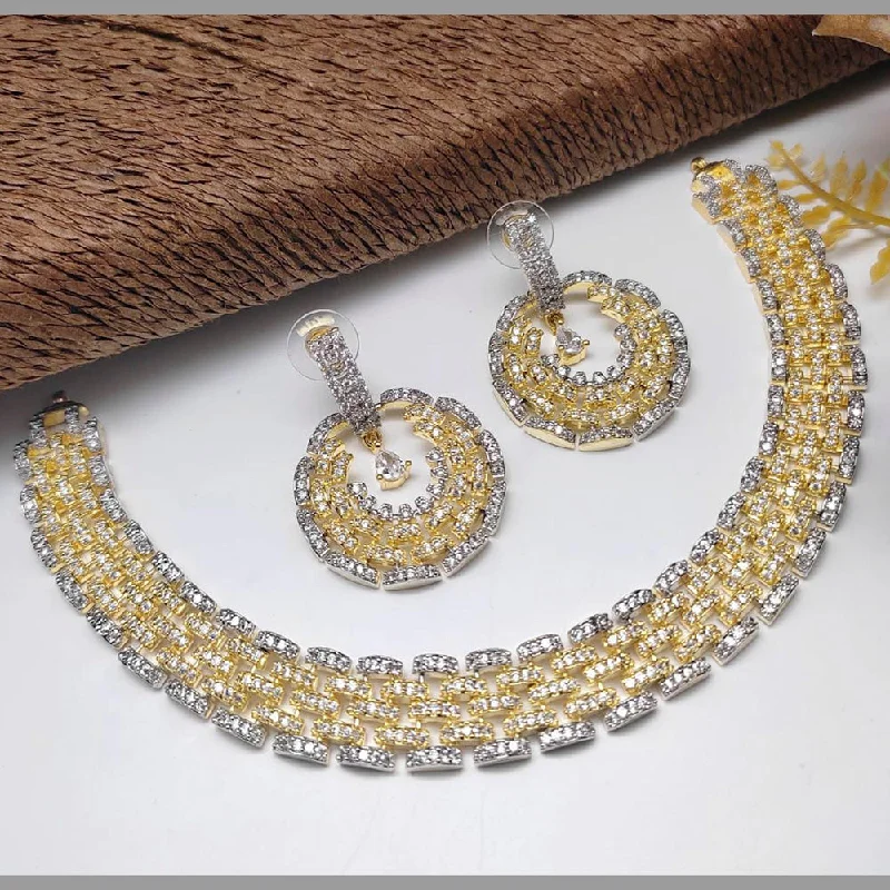 emerald ladies necklace-Manisha Jewellery AD Stone Necklace Set