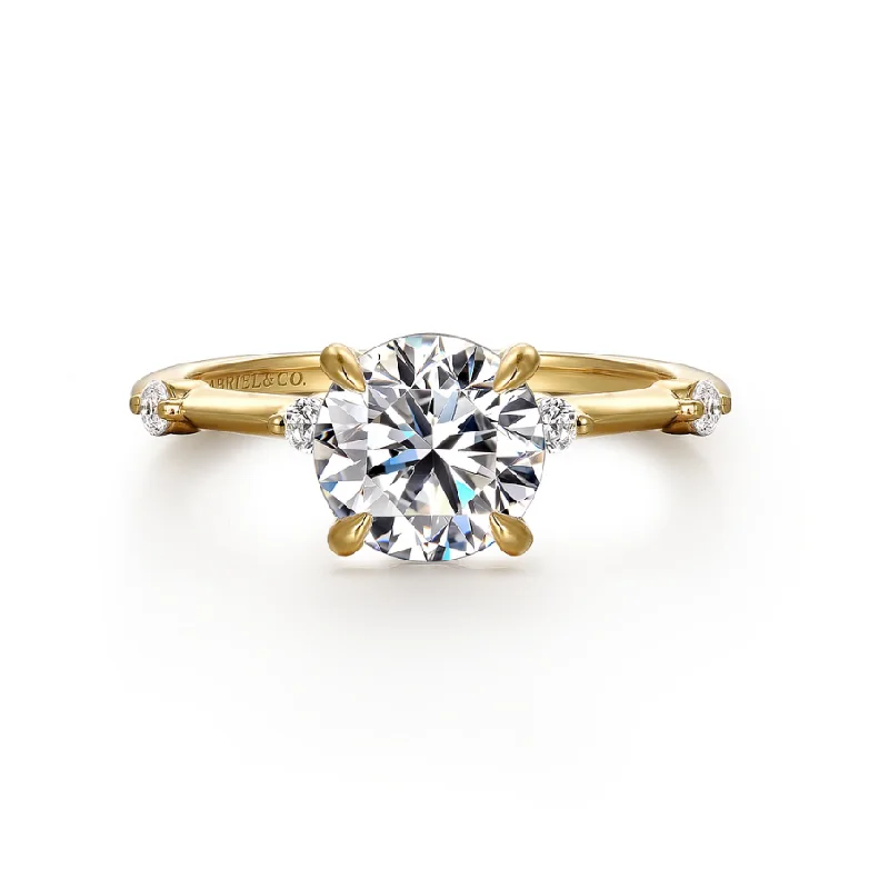 grand solitaire ladies engagement rings-Gabriel & Co. Diamond Station Engagement Ring Semi-Mount