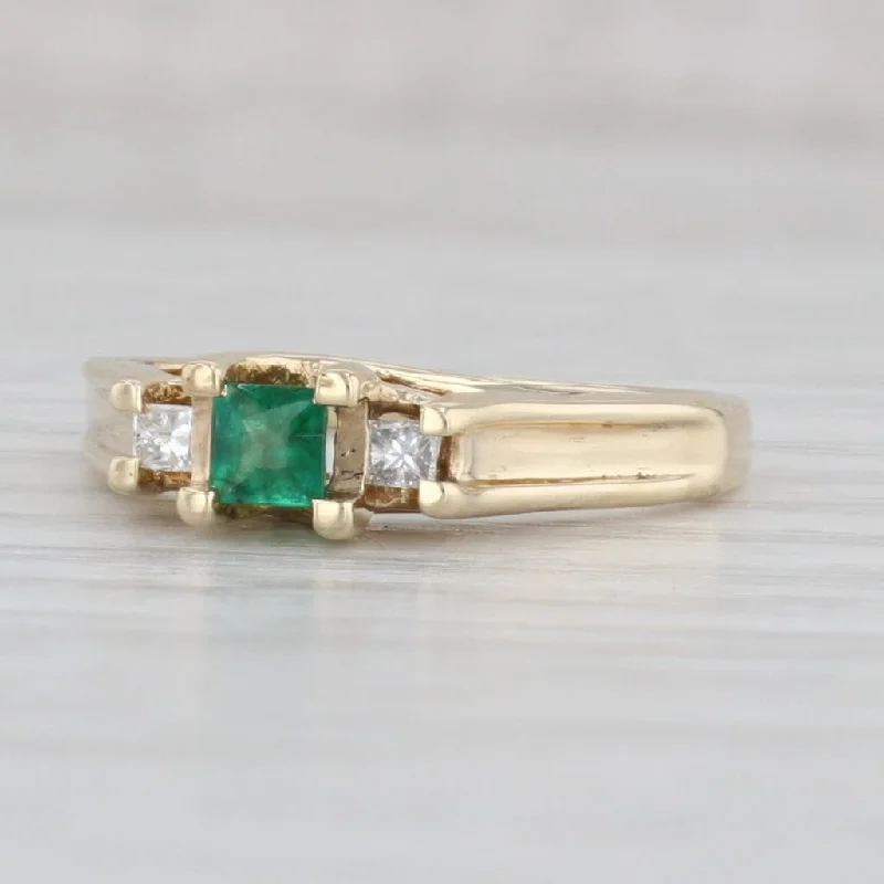 two-tone ladies engagement rings-0.30ctw Emerald Diamond Ring 10k Yellow Gold Size 7 Engagement