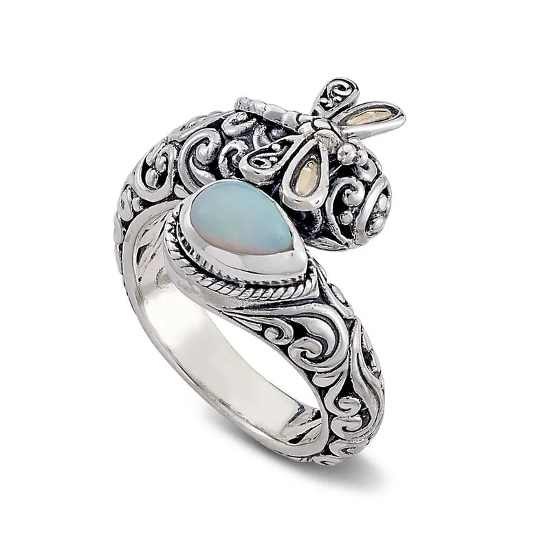 celestial moonstone ladies ring-Bayapa Ring- Opal