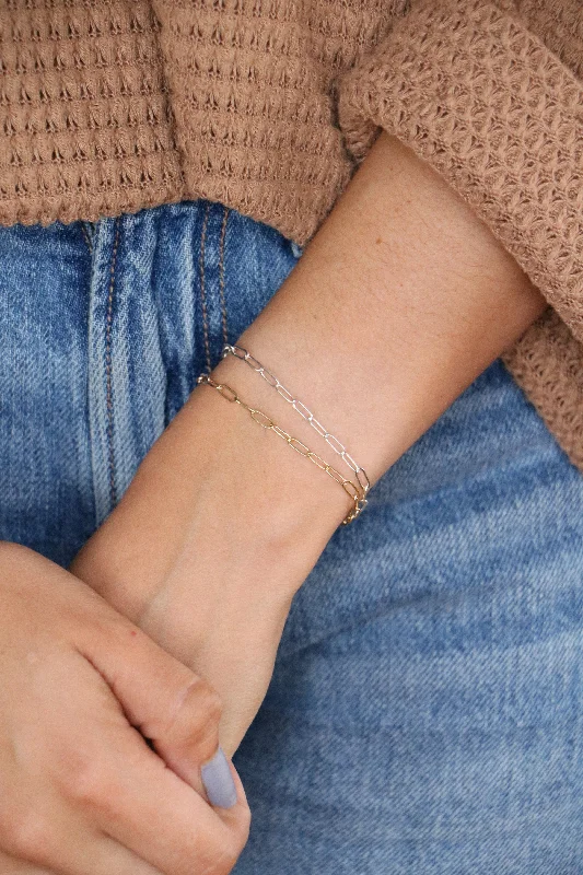 cuff ladies bracelets & bangles-paperclip chain bracelet {silver or gold}