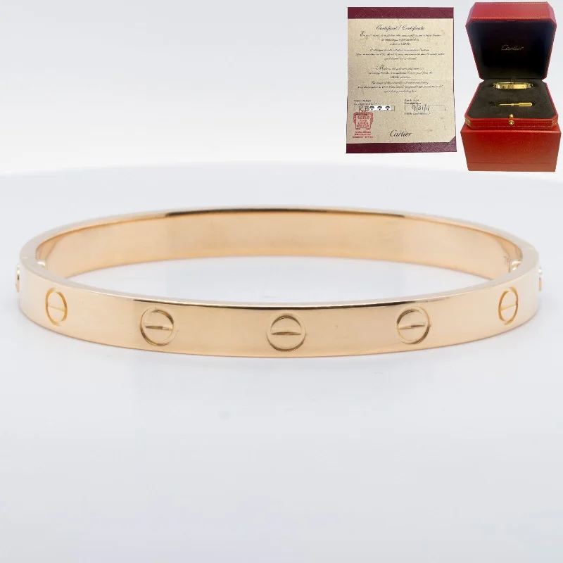 casual chic ladies bracelets & bangles-2011 Cartier Love 18k Yellow Gold Bangle Bracelet Size 17 BOX & CERTIFICATE