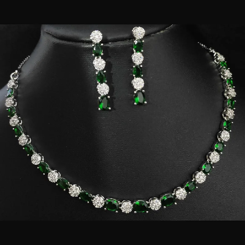 white gold ladies necklace-Manisha Jewellery American Diamond Necklace Set