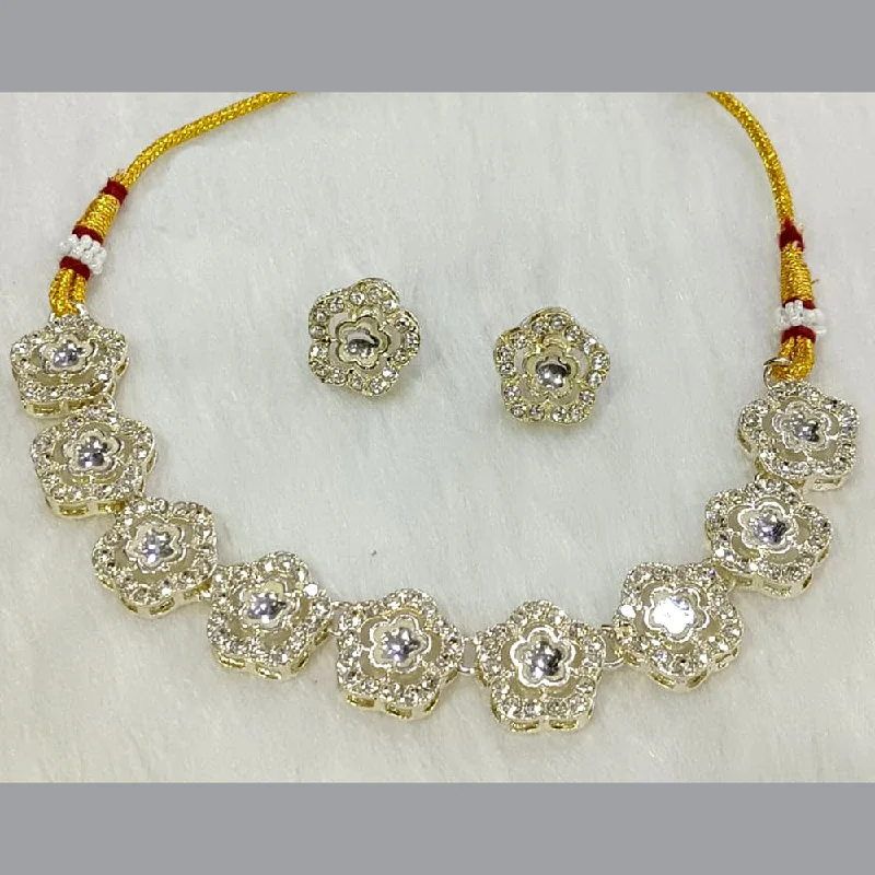 vintage-inspired ladies necklace-Manisha Jewellery  Gold Plated Crystal Stone Necklace Set