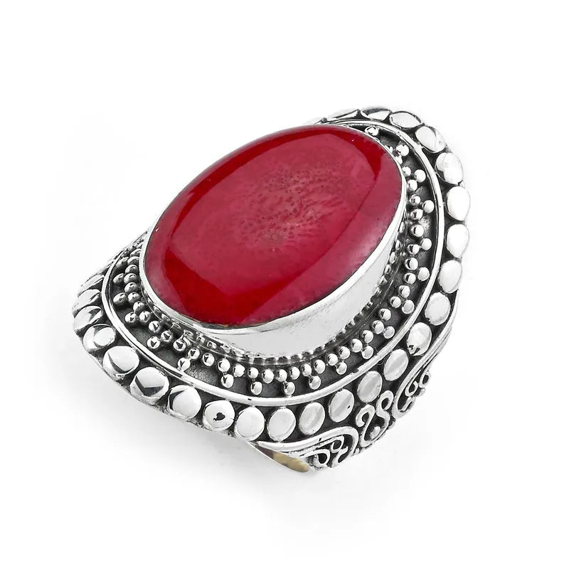 moonstone statement ladies ring-Nicolette Ring- Coral