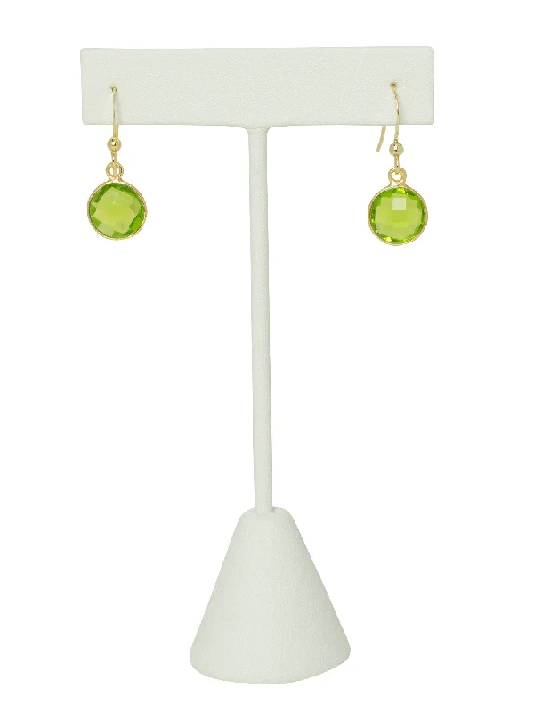 diamond heart ladies earrings-Peridot Bezel Drop Earrings