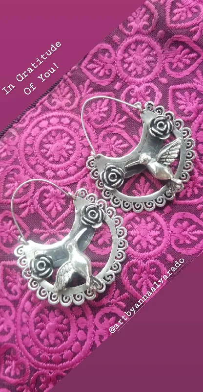 diamond huggie ladies earrings-Hummingbird Amor Earrings