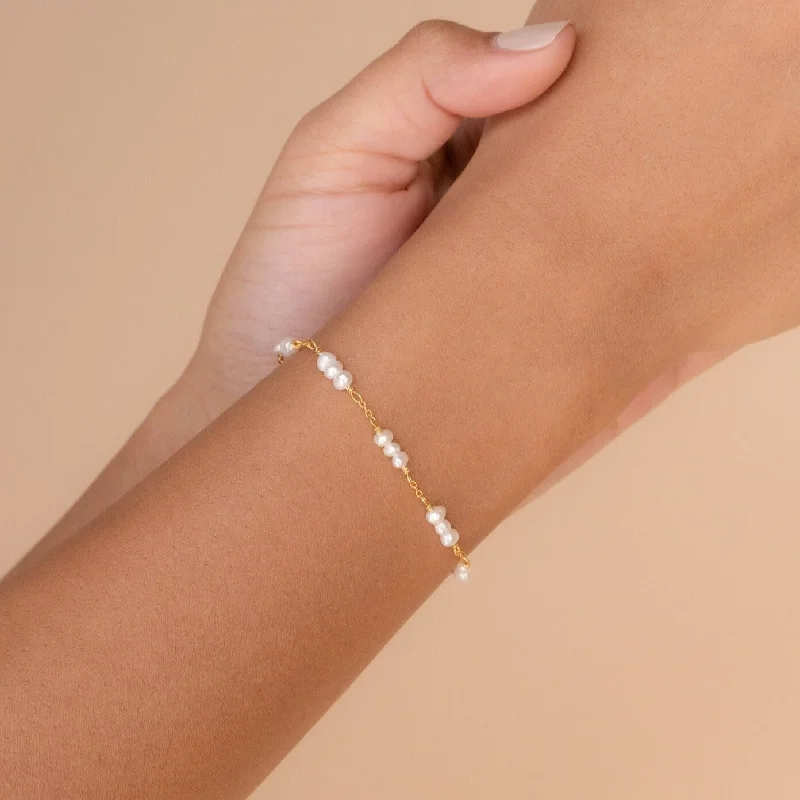 rose gold ladies bracelets & bangles-Hali Pearl Station Bracelet