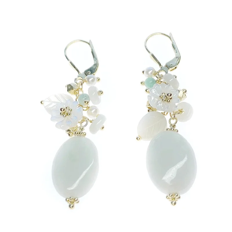 platinum ladies earrings-Jade Garden Earrings