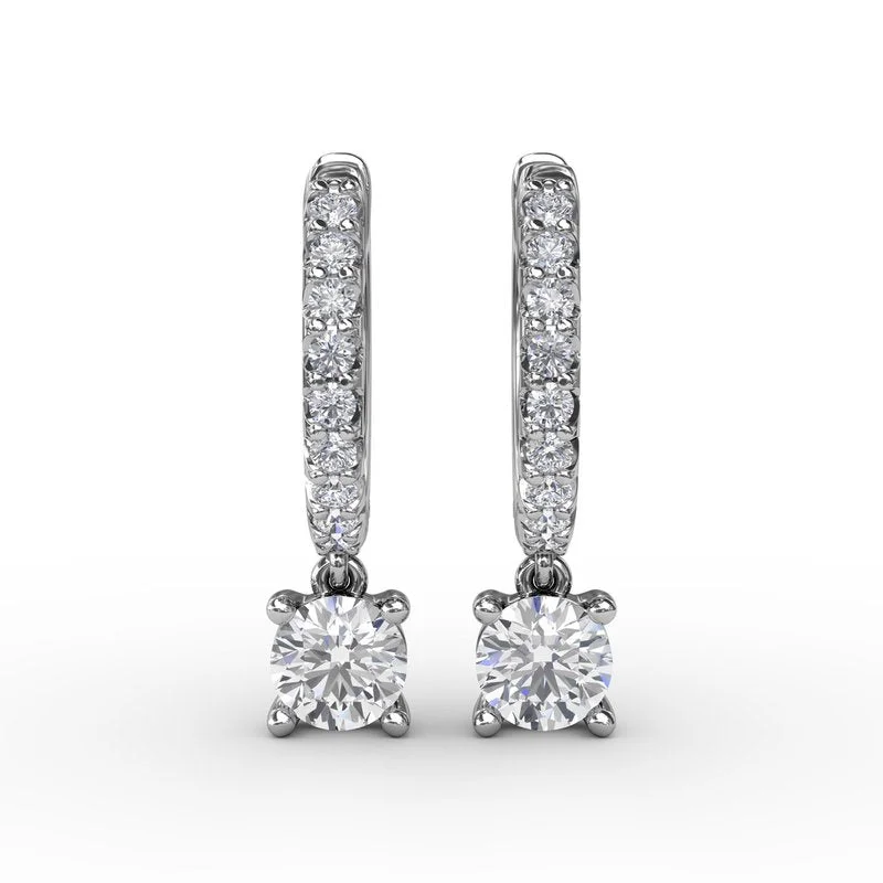 oval-cut ladies earrings-Single Diamond Drop Earrings ER5074