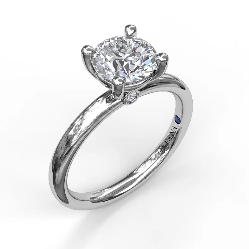 princess-cut ladies engagement rings-Fana 14K White Gold Classic Solitaire Engagement Ring