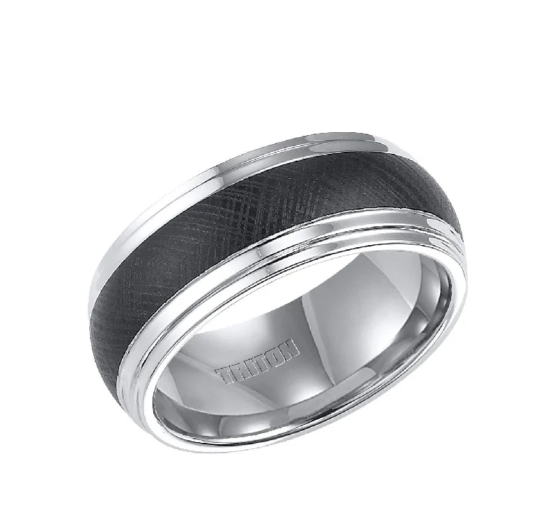 stackable gemstone ladies ring-9mm mtc/Florentine Tungsten Band