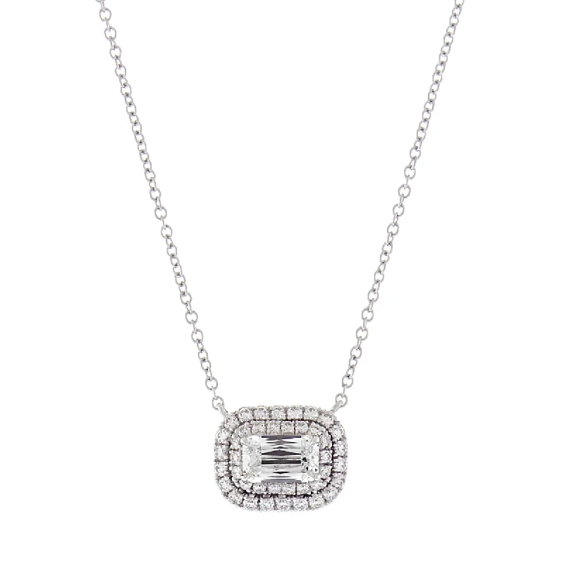 personalized name ladies necklace-Ashoka Diamond Double Halo Pendant Necklace