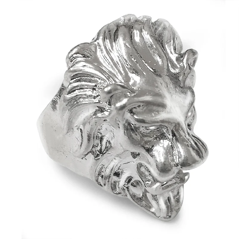 delicate thin band ladies ring-Better Jewelry Sterling Silver Lion Head Men's Ring