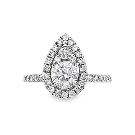 handcrafted ladies engagement rings-14k White Gold Diamond Pear Halo Engagement Ring