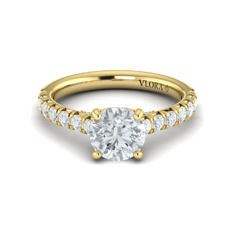 celestial diamond ladies engagement rings-Vlora 14K Yellow Gold Diamond Detail Engagement Ring