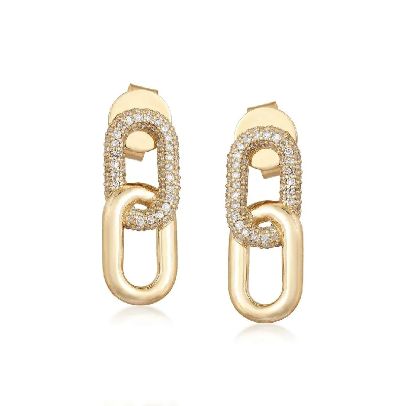 diamond cluster ladies earrings-LIZZIE DOUBLE LINK DROP EARRINGS