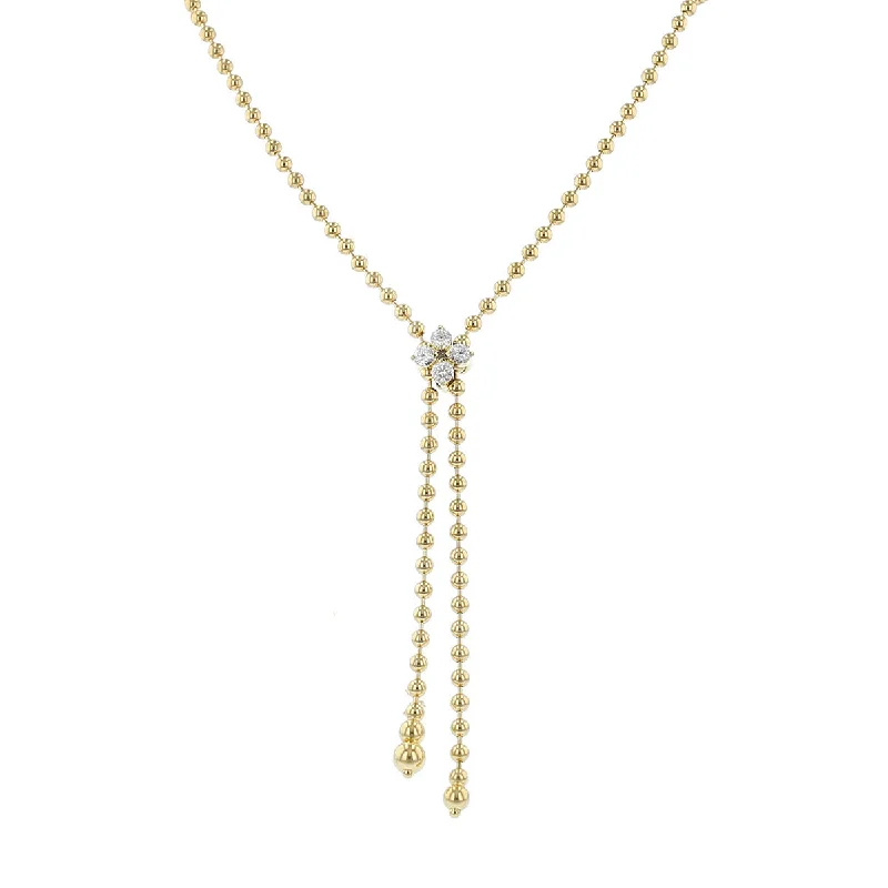 luxury designer brand ladies necklace-18K Yellow Gold Love in Verona Diamond Lariat Necklace