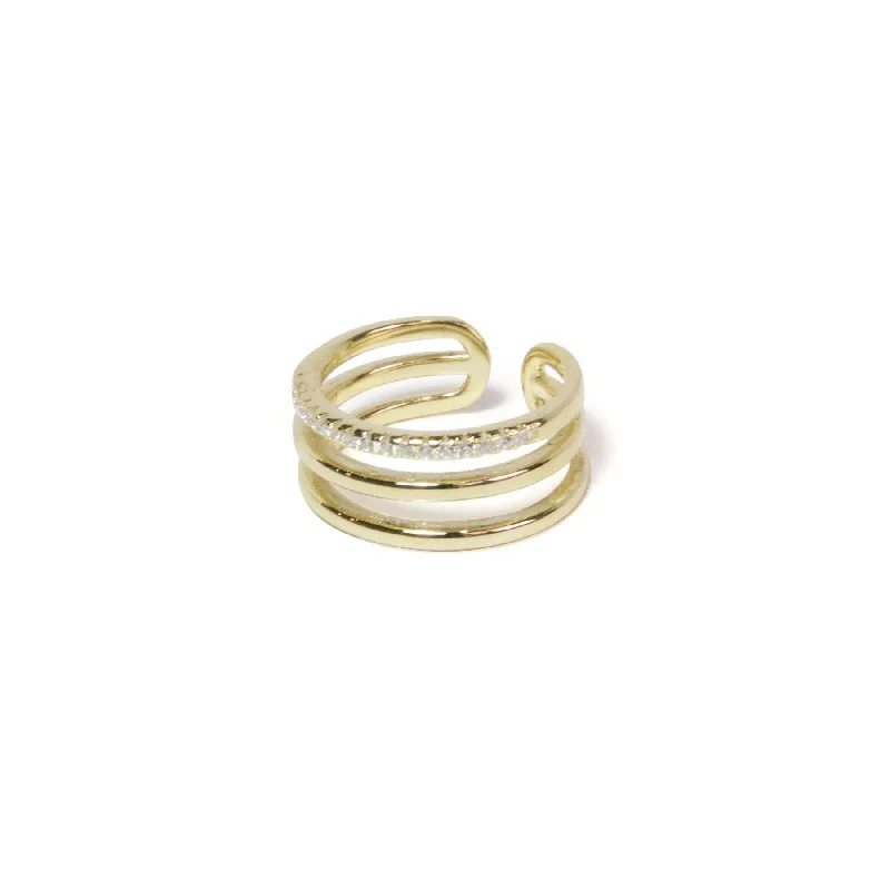 vintage-inspired ladies ring-Pave Triple Ring