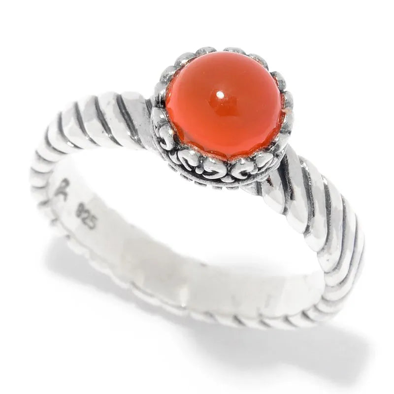 handmade ladies ring-Comet Ring- Orange Chalcedony