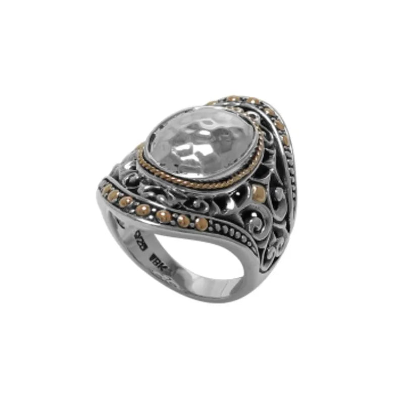 birthstone ladies ring-Indah Ring- Silver And Gold