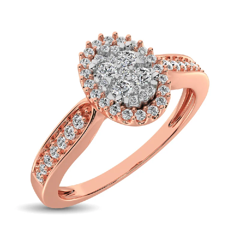 bold statement ladies ring-10K Rose Gold 1/4 Ct.Tw. Diamond Heart Ring