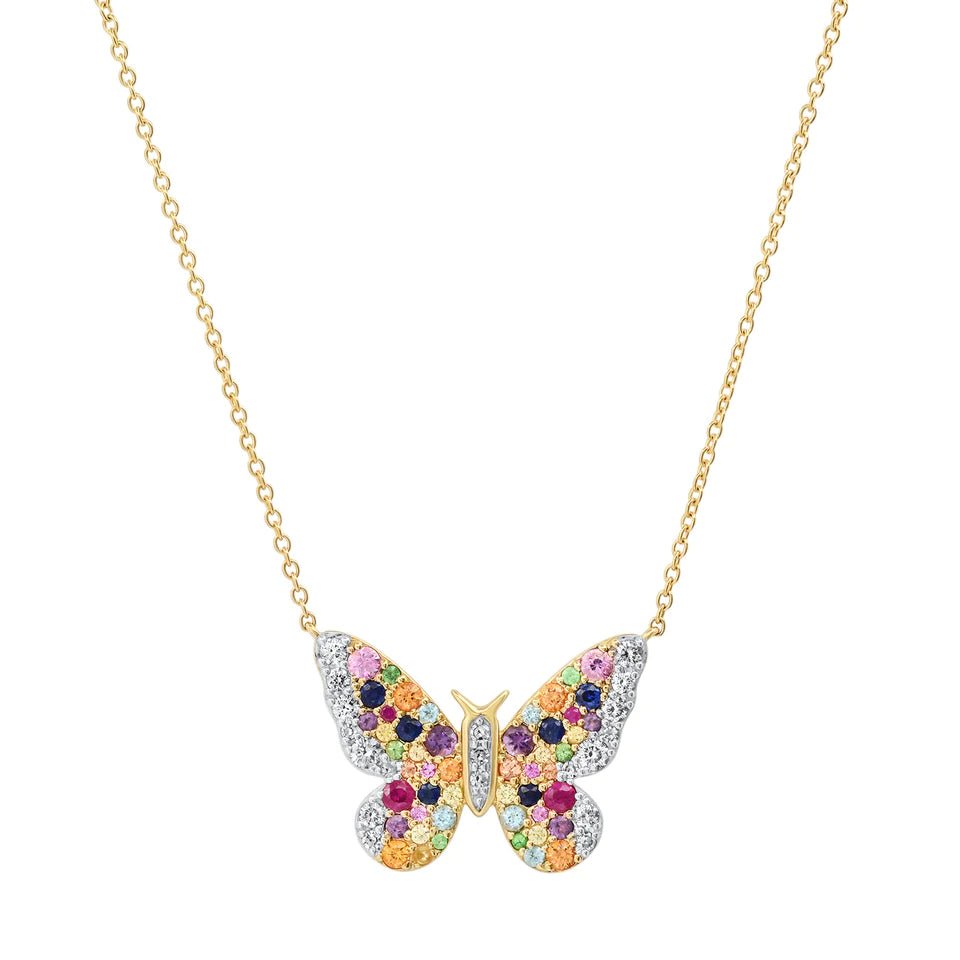 choker ladies necklace-Rainbow Butterfly Necklace