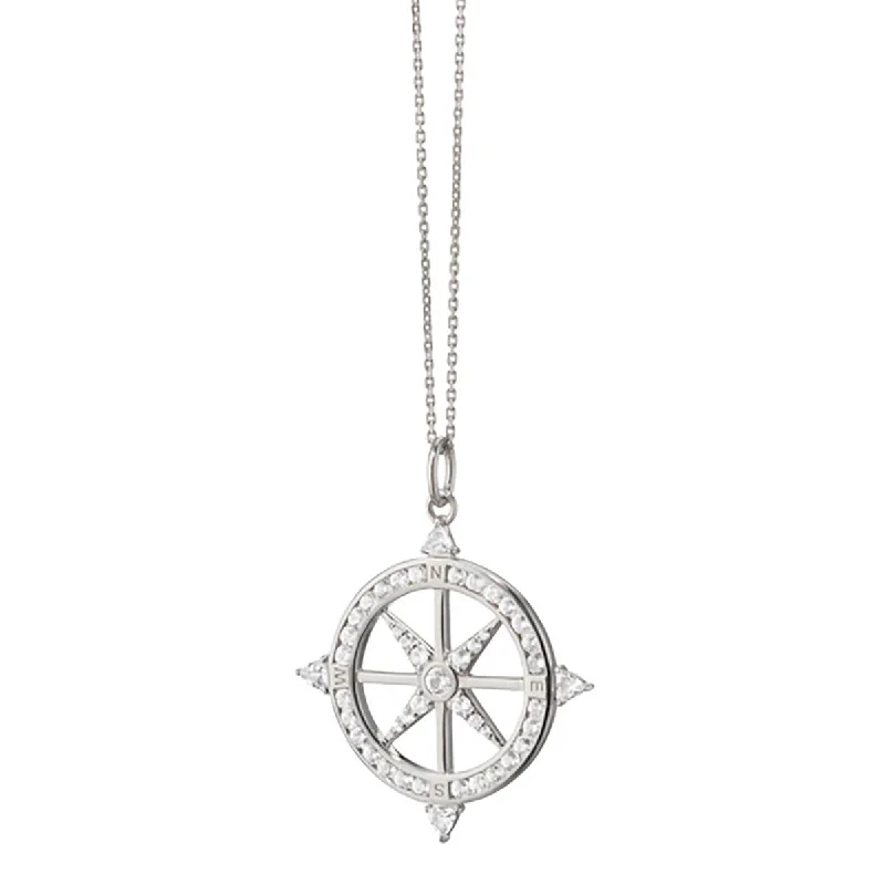 diamond ladies necklace-Adventure Sapphire Compass Necklace