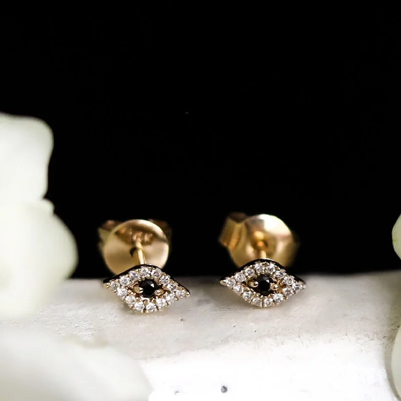 diamond ladies earrings-SYLVIE MINI EVIL EYE STUD EARRINGS