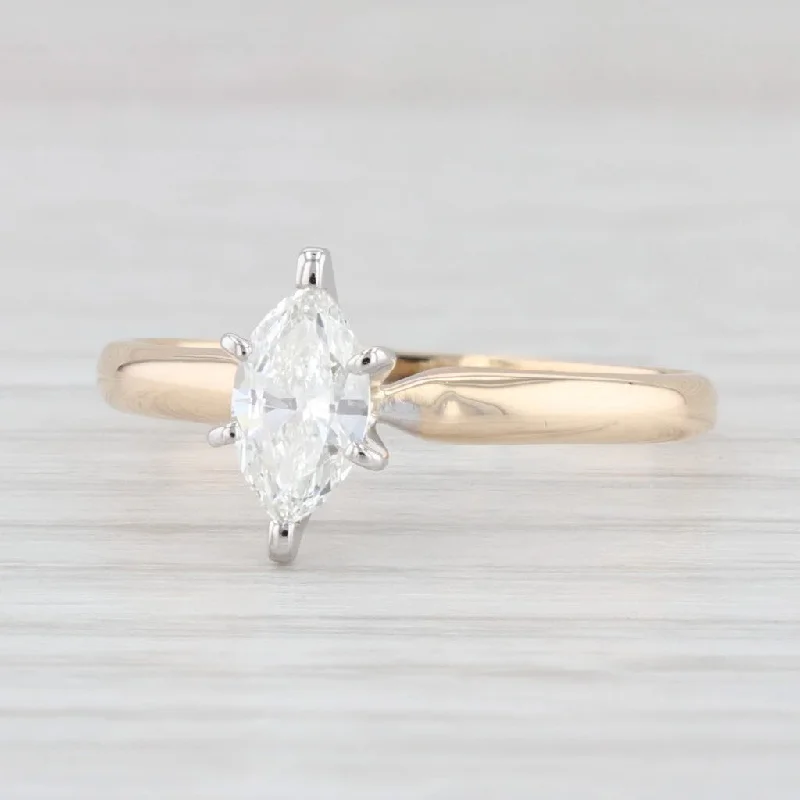 moissanite ladies engagement rings-0.46ct VS2 Marquise Diamond Solitaire Engagement Ring 14k Gold Size 6.5