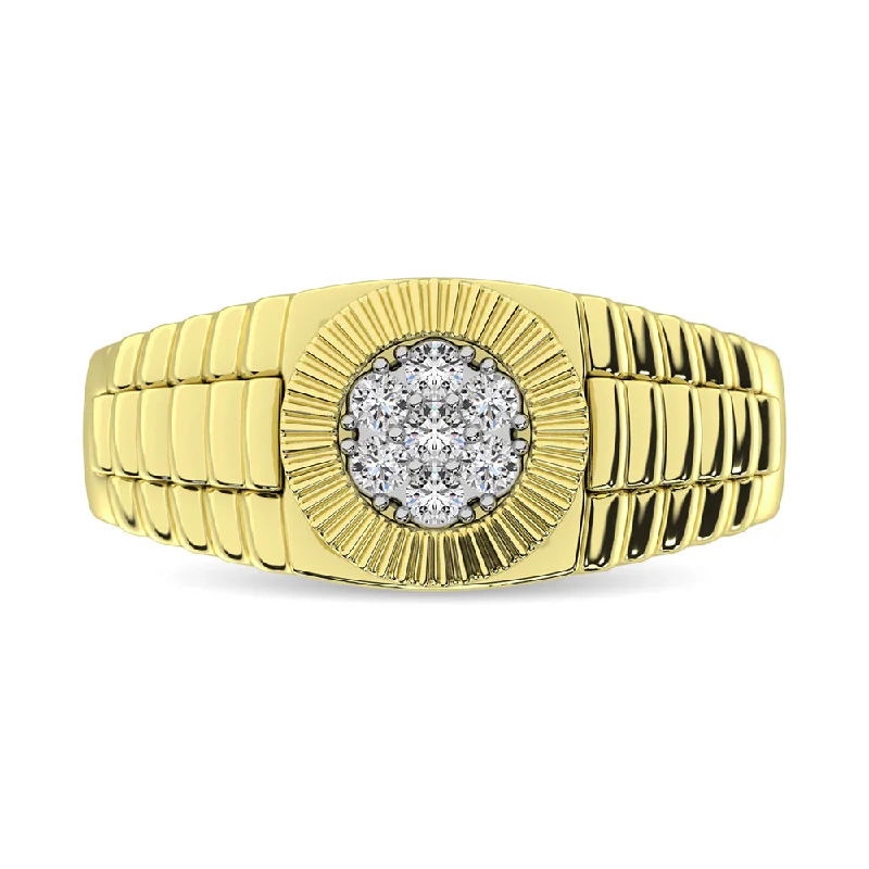 cubic zirconia ladies ring-Diamond 1 Ct.Tw. Rolex Mens Ring in 14K Yellow Gold