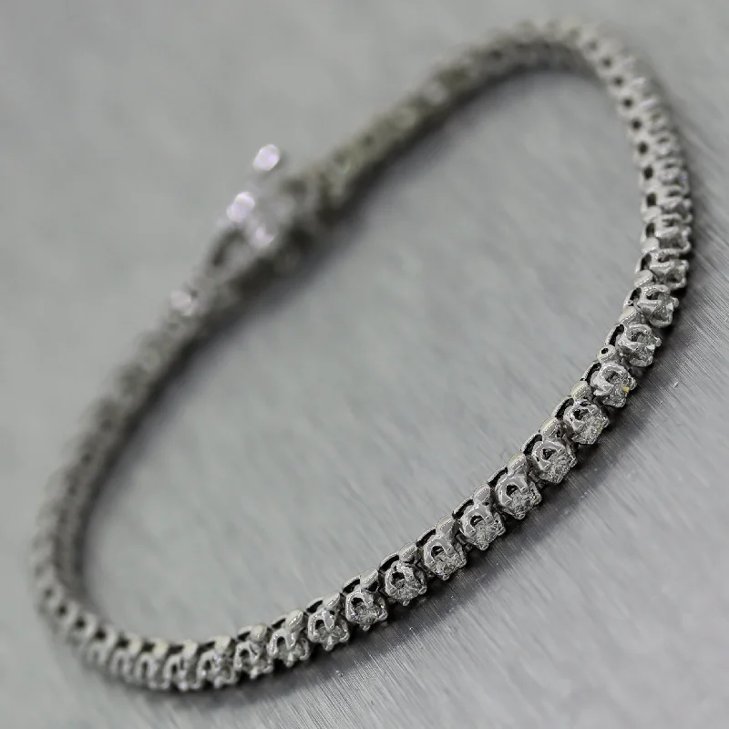 heart-shaped ladies bracelets & bangles-Modern 14k White Gold 2ctw Diamond Tennis Bracelet