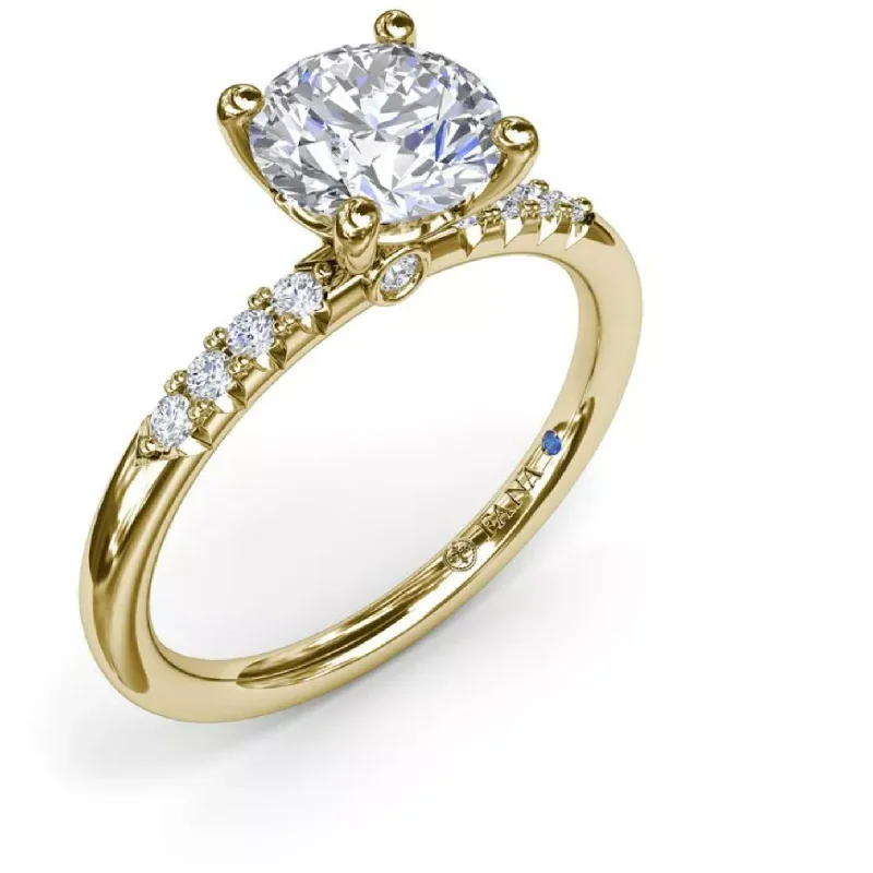 halo ladies engagement rings-Fana 14K Yellow Gold Quarter Band Diamond Engagement Ring