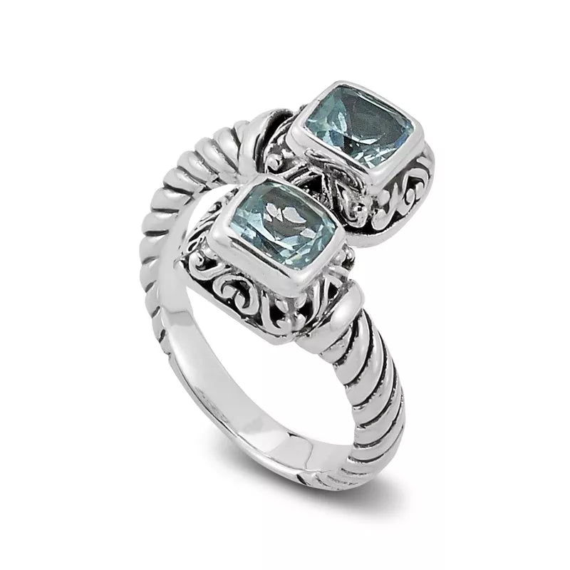 cocktail ladies ring-Guntur Ring- Blue Topaz