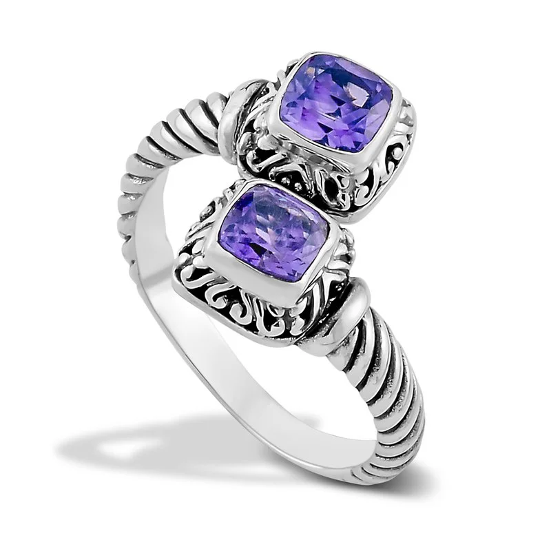 mother-of-pearl ladies ring-Guntur Ring- Amethyst