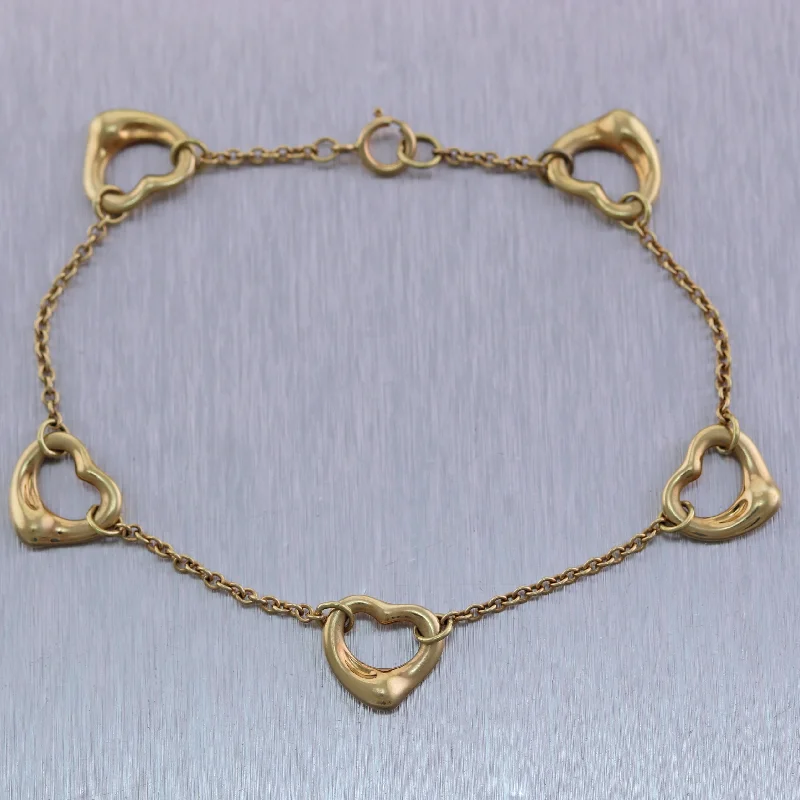 classic solitaire ladies bracelets & bangles-Tiffany & Co. Elsa Peretti 18k Yellow Gold Medium Open Heart Bracelet