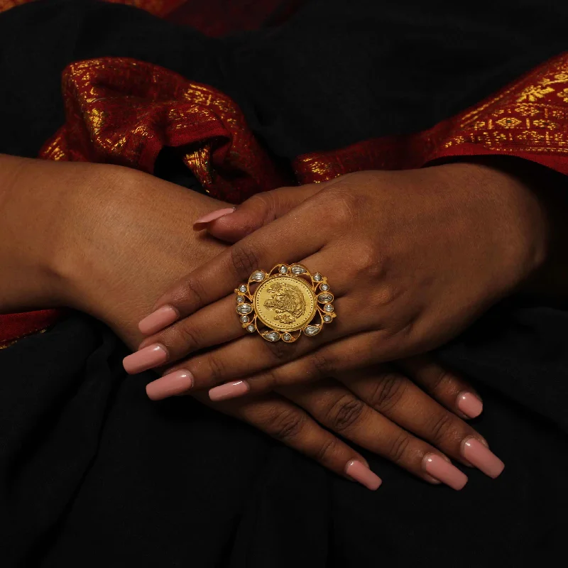 wire-wrapped ladies ring-Silver Kuber Kundan Ring