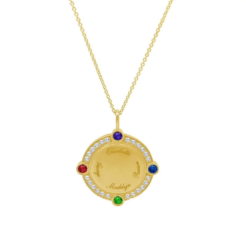 star charm ladies necklace-Gemstone & Diamond Disc Necklace